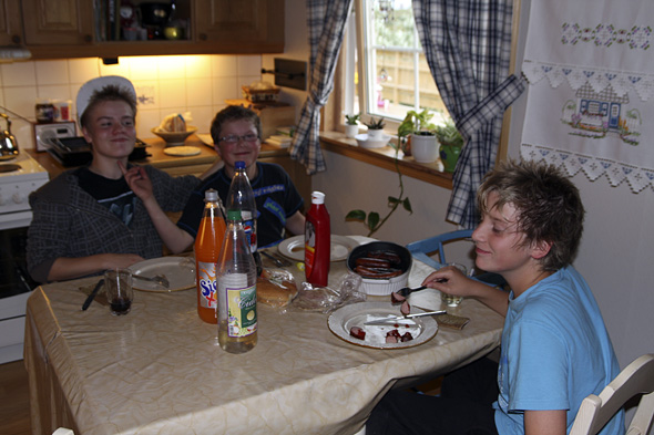 2.8 2009: Han Waldemar, han Fredrik og han Stian foretrakk pølsa...