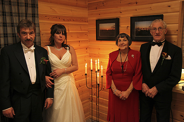 Brudepar og bruras foreldra - Tulla og Herleif