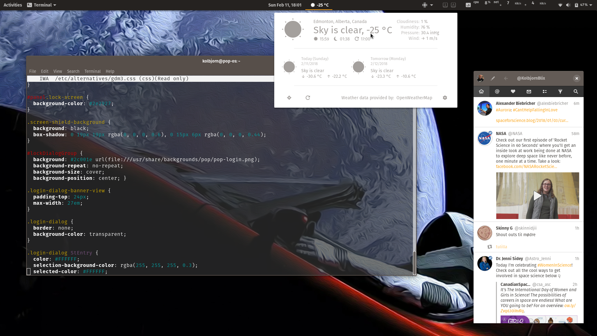 25 kalde grader ute her borte i Edmonton, så nøyer meg med å se det på PCen...